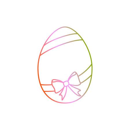 Vector easter egg with ribbon and bow. Line art Easter gift designのイラスト素材