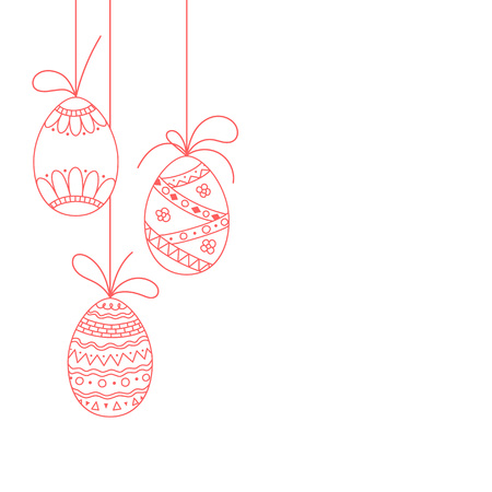 Vector Easter design of three doodle Easter eggs.のイラスト素材