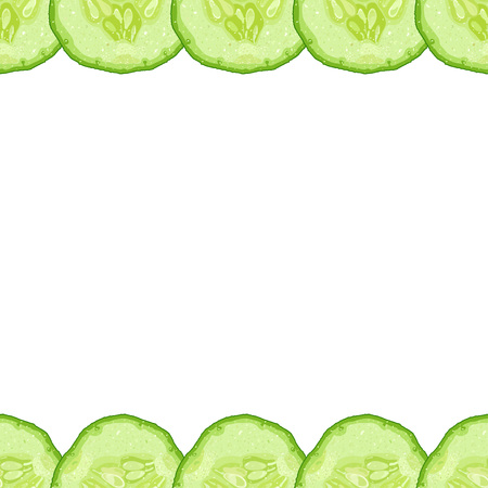 Vector decorative border of cucumber slice on white backgroundのイラスト素材