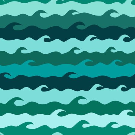 Vector seamless pattern with stylized sea waves. Ocean waves background. Summer sea waves textureのイラスト素材