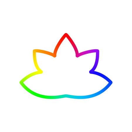 Vector illustration of lotus flower one line art. Rainbow gradient lotus flower outlineのイラスト素材