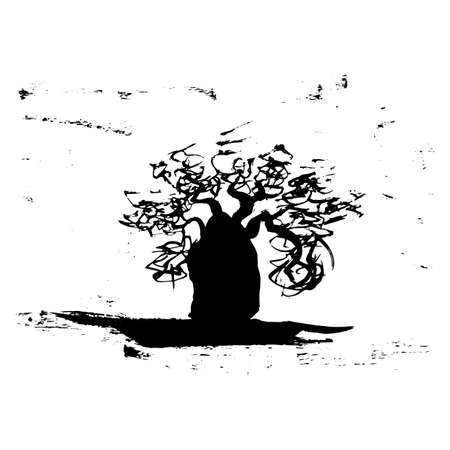 vector illustration baobab tree. Sketch baobabのイラスト素材