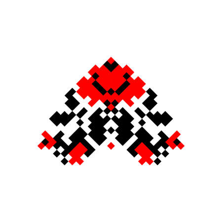 Vector illustration of folk Ukrainian symbol. Ukrainian national ornament. Traditional black and red Ukrainian embroidery on white backgroundのイラスト素材
