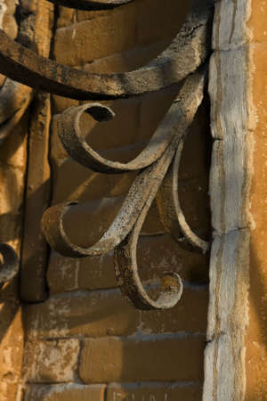 Metal forged brackets, as ornaments of old merchants' mansionsの写真素材