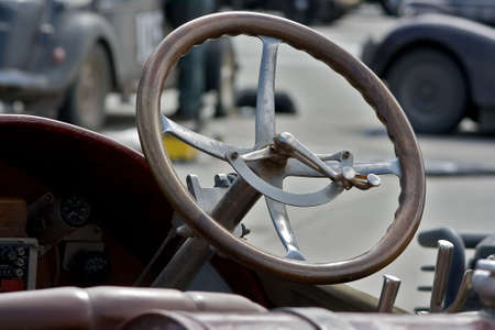 The steering wheel of a car rally in the last century, Beijing - Parisの写真素材