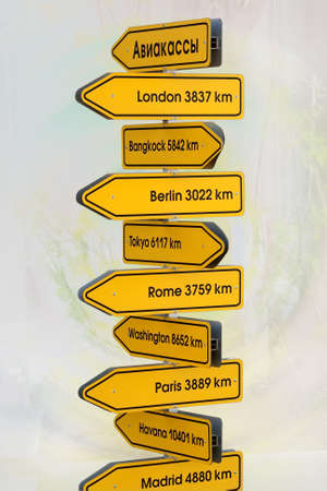 Ad Index distances to major cities around the world travel agencyの写真素材