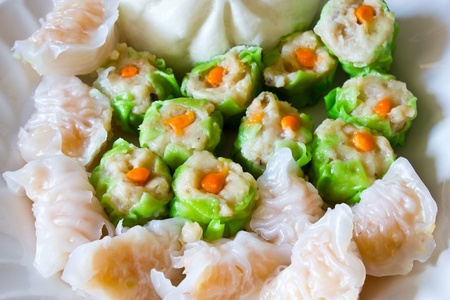 Dim sum, steamed pork and shrimp dumplingsの写真素材