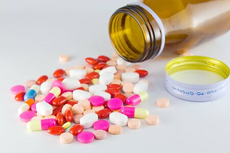 Colorful tablets with capsulesの写真素材