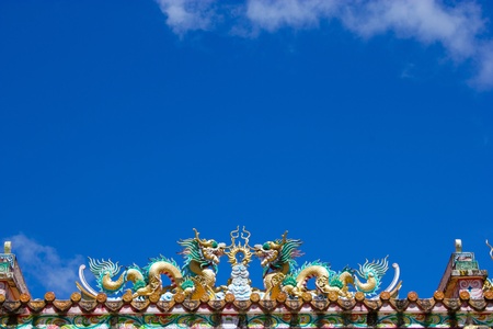 Chinese dragon on taoism temple roofの写真素材
