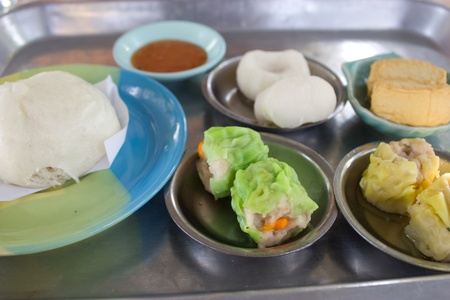 Dim sum, steamed pork and shrimp dumplingsの写真素材