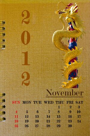 Calendar 2012, year of dragon , Novemberのeditorial素材