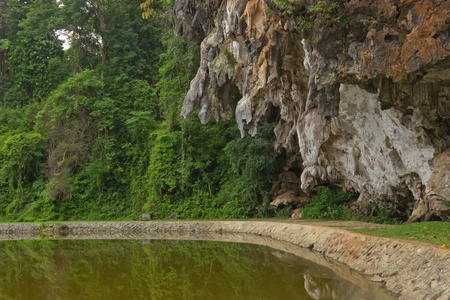 Stone in front of the caveの写真素材