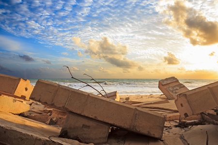 Sea wall collapsed from the storm