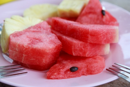 Watermelon and pineappleの写真素材
