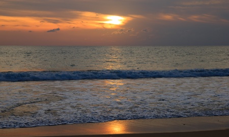 Sunset on the beachの写真素材