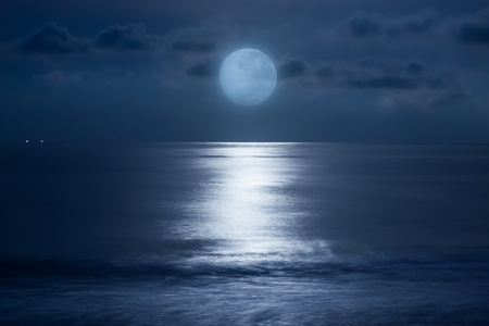 Sea under the moonlightの写真素材