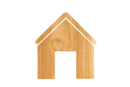 House icon made of woodの写真素材