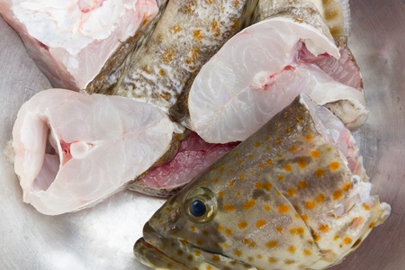 Pieces of fish in bowl