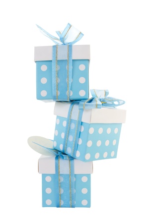 Three gift boxes stackedの写真素材
