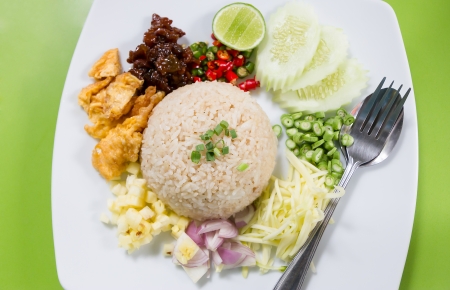 Fried rice with shrimp paste, Thai foodの写真素材