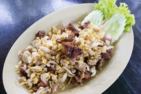 Frogs fried with garlicの写真素材