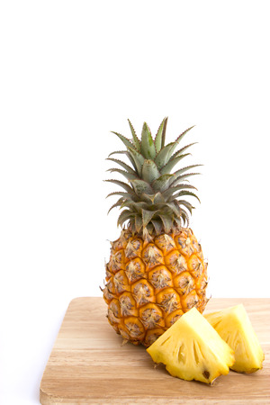 Fresh pineapple isolated on white backgroundの写真素材