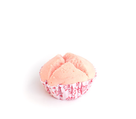 Thai steamed cup cake isolated on white backgroundの写真素材