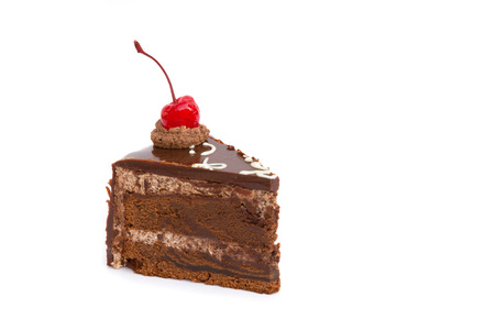 Chocholate cake isolated on white backgroundの写真素材