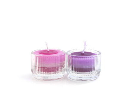 Colorful candle isolated on white backgroundの写真素材