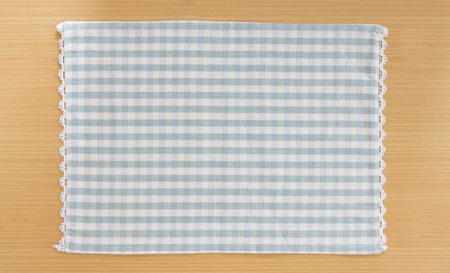 Tablecloth on wooden tableの写真素材