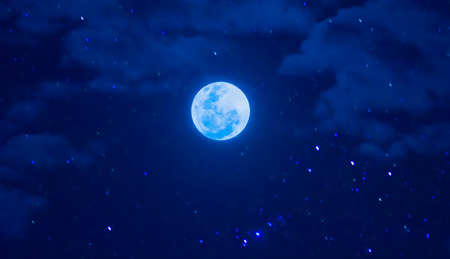 Moon and star with cloudの写真素材