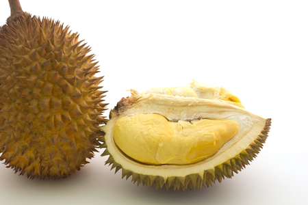 Durian isolated on white backgroundの写真素材