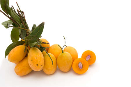 Mayongchid, thai fruit isolated on white backgroundの写真素材