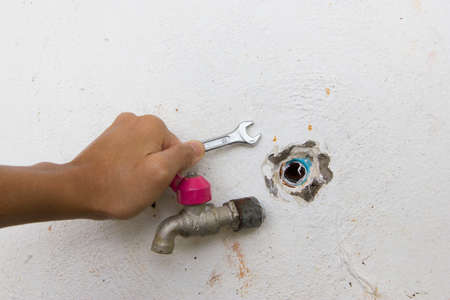 Plumbing faucet repairの写真素材