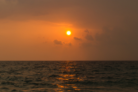 Sunset at Thaimuang Beach in Phang-Nga, Thailandの写真素材