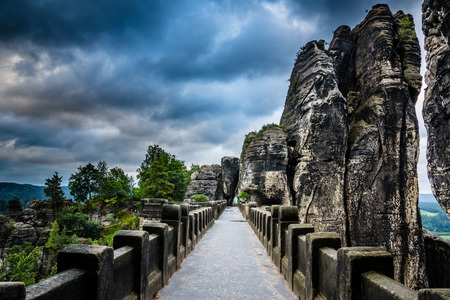 Bastei Bridge in Saxon Switzerland, Germanyの写真素材