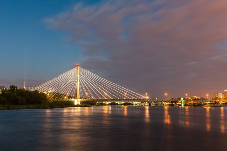 Bridge Swietokrzyski over the Vistula river in Warsaw, Polandのeditorial素材