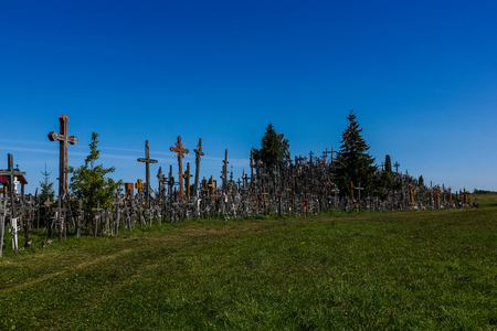 Hill of Crosses (Kryziu kalnas) in Siauliai, Lithuaniaのeditorial素材