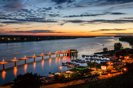 Plock, Poland - 14 August 2016: View on the marina at sunset.のeditorial素材
