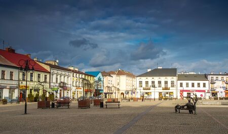 Skieniewice, Poland - 02 March 2013: View on the old main market.のeditorial素材