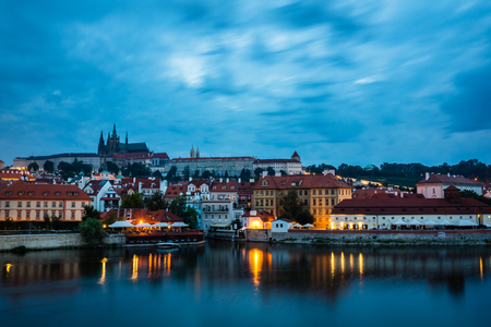 Hradcany Prague Castle, Church Saint Vitus in Prague at night, Czech Republicのeditorial素材