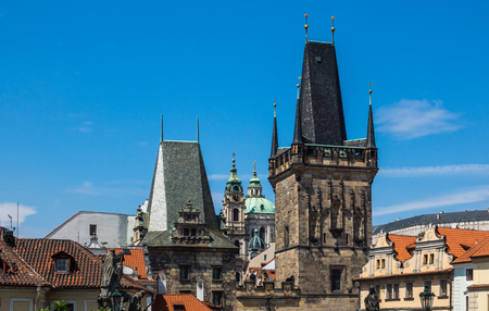 Lesser Bridge Tower in Prague, Czech Republicの写真素材