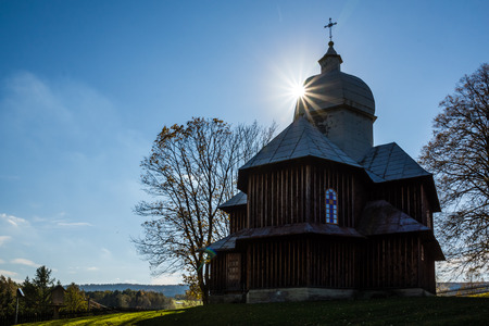Wooden orthodox church of the Nativity of the Mother of God in Hoszowczyk village, Bieszczady, Polandのeditorial素材