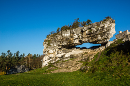 Medieval castle in village Bobolice on Jura Krakowsko-Czestochowska, Silesia , Polandのeditorial素材