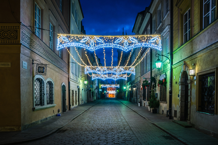 Piwna street on the old town in Warsaw, Polandのeditorial素材