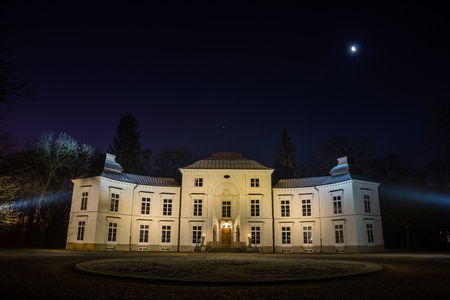 Myslewicki palace in Lazienki Park at night  in Warsaw, Polandのeditorial素材