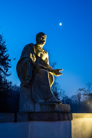 Monument in Lazienki Park at night  in Warsaw, Polandのeditorial素材