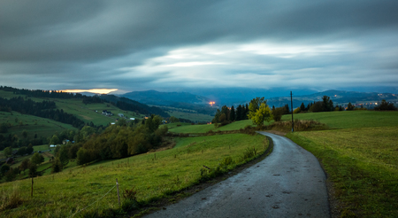 Road to the viewpoint on Czarna Gora in Tatra mountains, Polandの写真素材