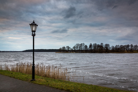 Elckie lake at cloudy day in Elk, Masuria, Polandの写真素材