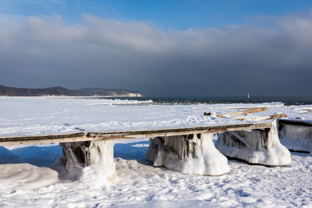 Baltic sea at winter in Sopot, Pomorskie, Polandの写真素材